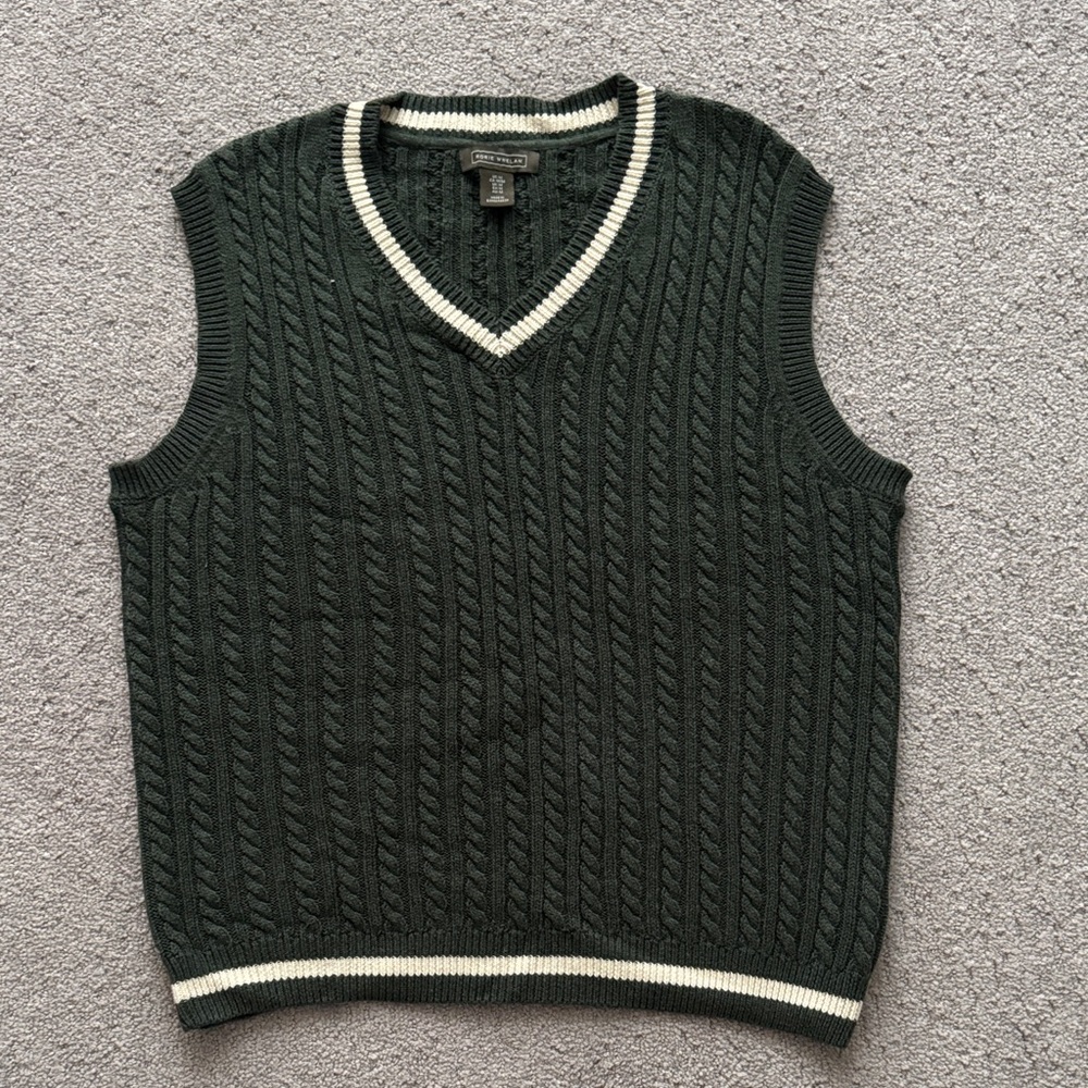 Green Cable Knit Sweater Vest